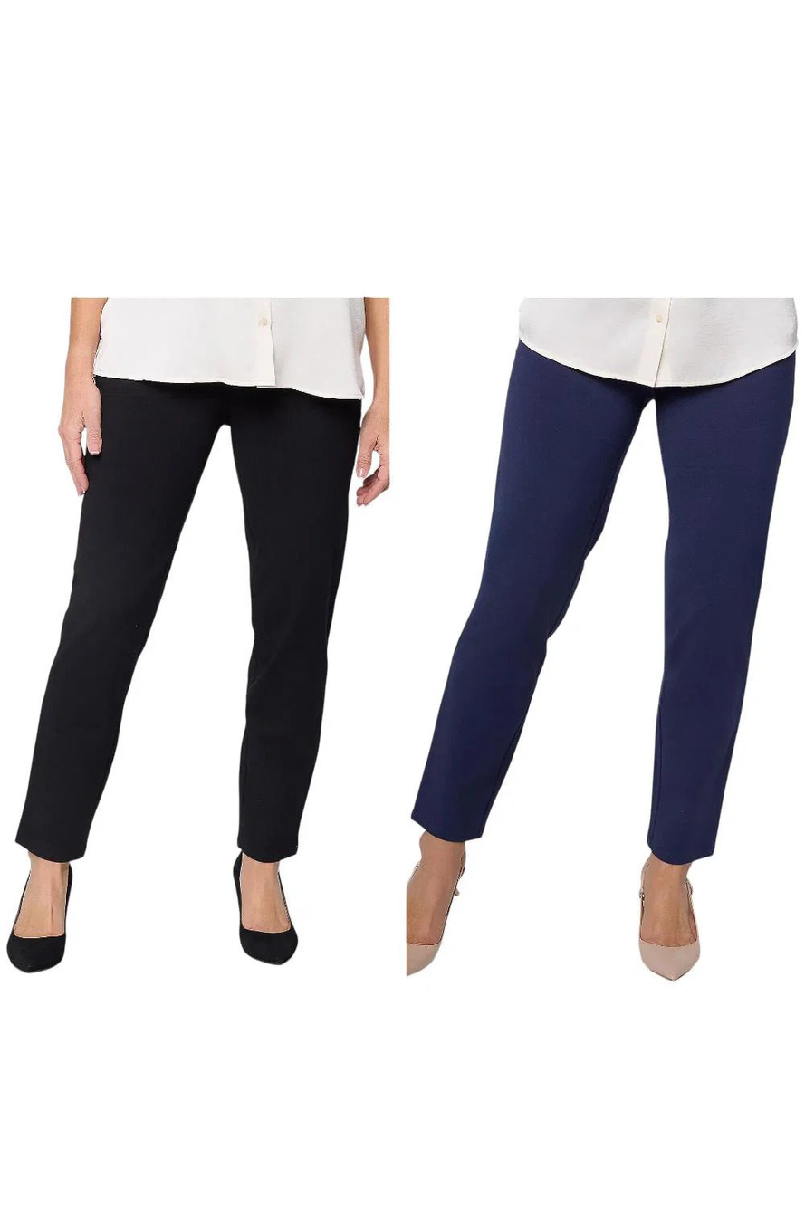 Women With Control 2-Pack Slim Leg 86/14 Crop Pants Black/Navy - Regular